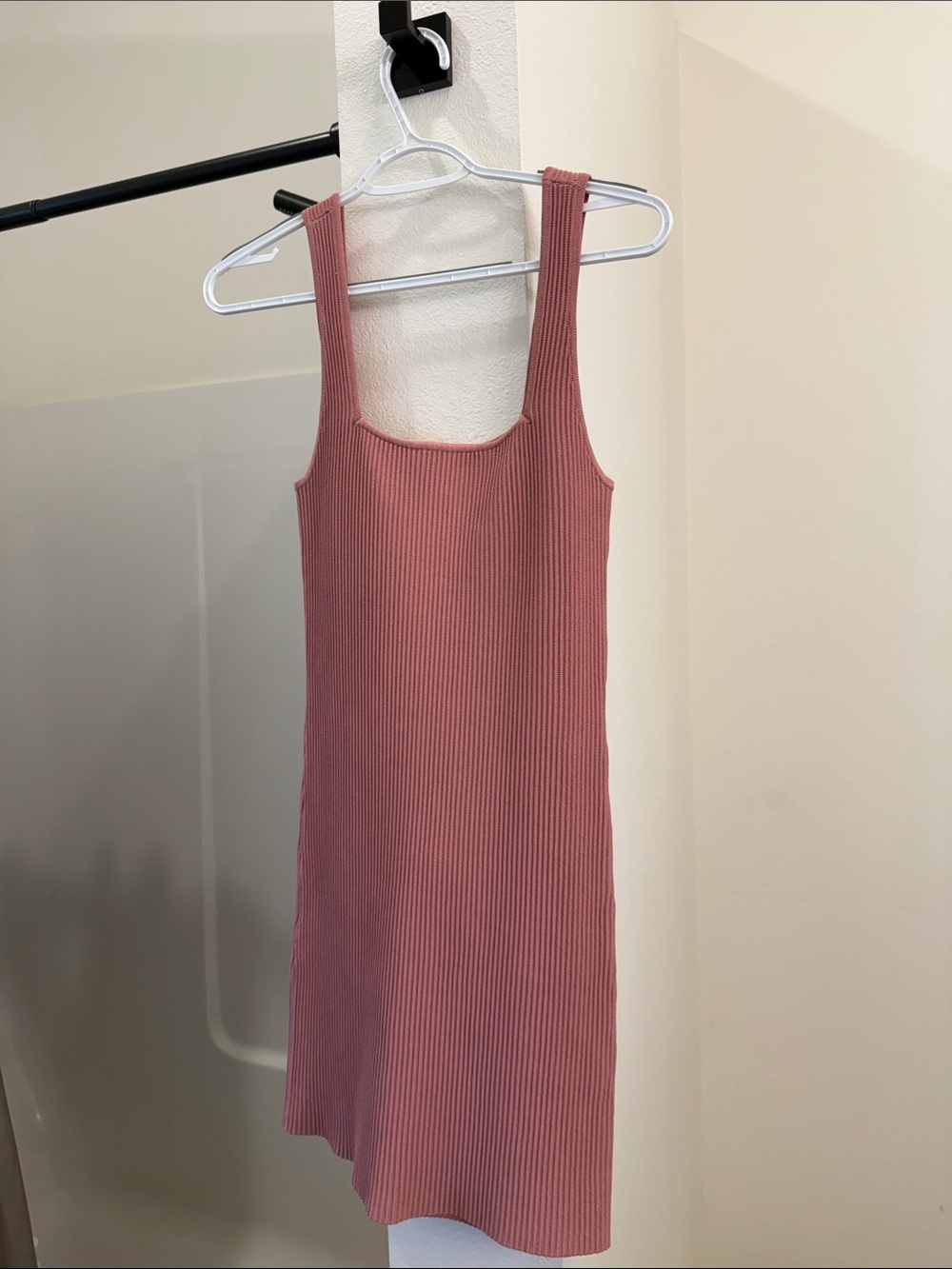 Ribbed Sleeveless Tank Dress - Dusty Rose